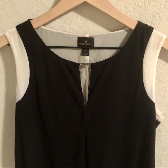 Worthington Black/White Sleeveless Medium Blouse - Picture 3 of 4